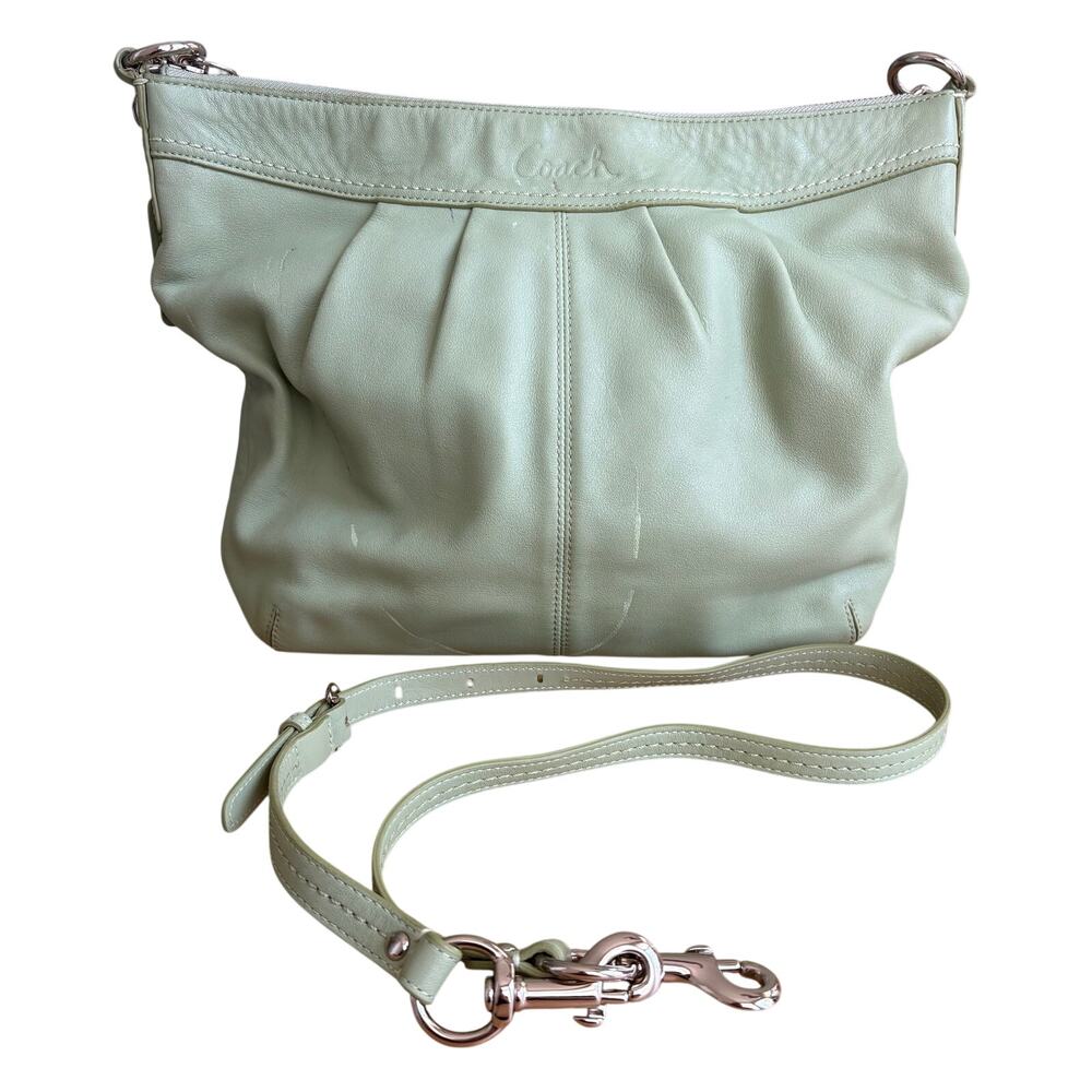 Coach F13764 Leather Crossbody Shoulder Bag Mint Sage Green Hobo Purse Y2K READ